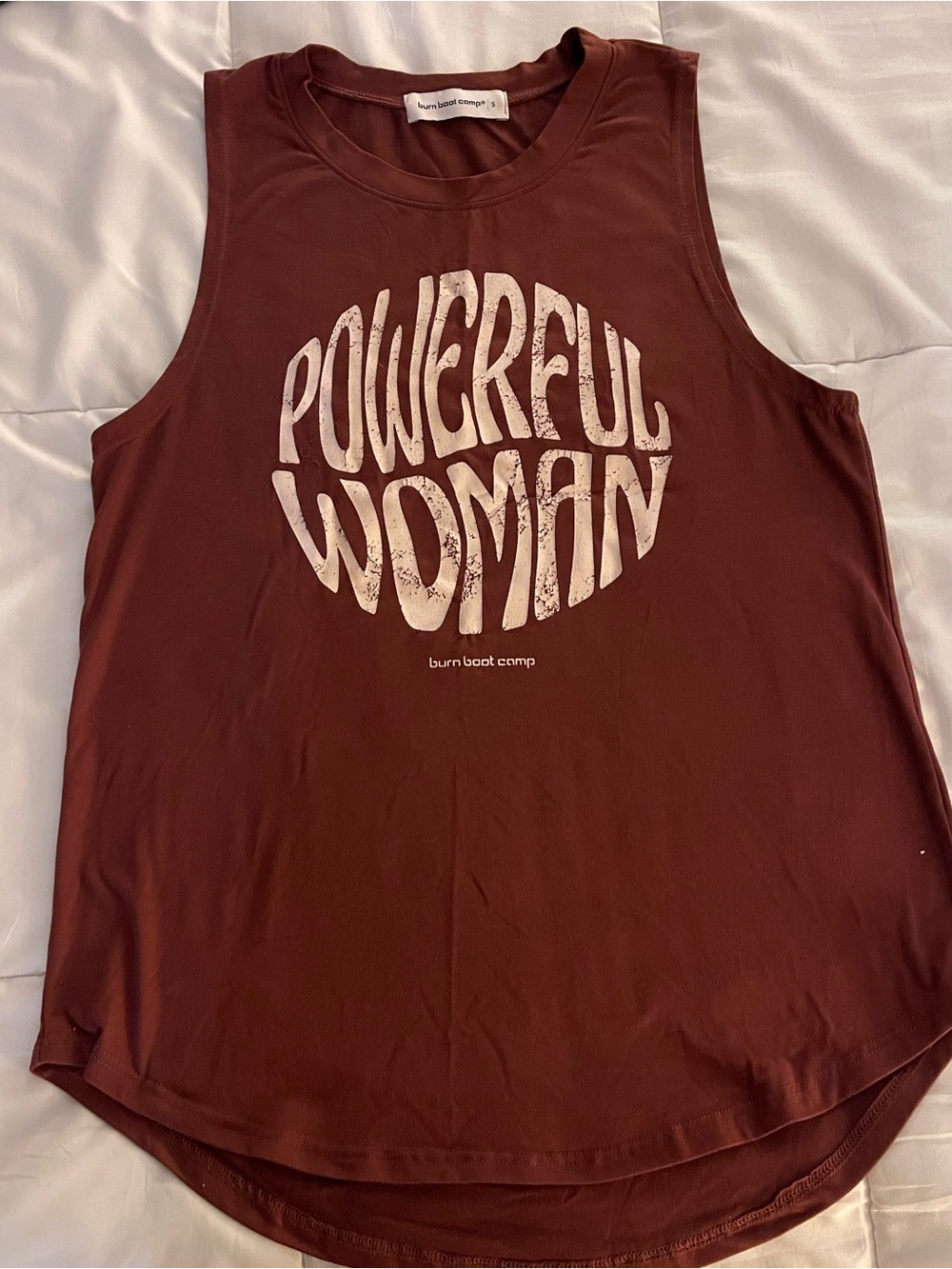 Burn Boot Camp "Powerful Woman" Sleeveless Muscle Tank - Burgundy